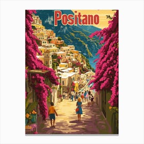 Aihrgdesign A 1970s Inspired Travel Poster For Positano Canvas Print