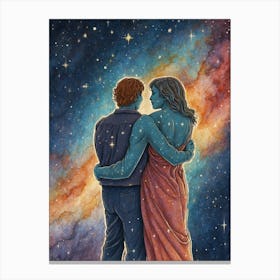 Couple In Space Canvas Print