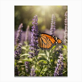 Monarch Butterfly On Lavender 2 Canvas Print