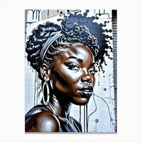 Graffiti Mural Of Beautiful Black Woman 396 Canvas Print