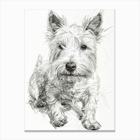 Terrier Dog Line Sketch 2 Canvas Print