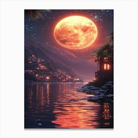 Full Moon Over The Water 6 Canvas Print