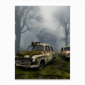 Old Cars In The Fog 5 Canvas Print