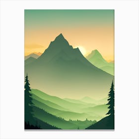 Misty Mountains Vertical Composition In Green Tone 19 Canvas Print