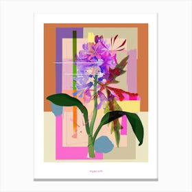 Hyacinth 4 Neon Flower Collage Poster Canvas Print