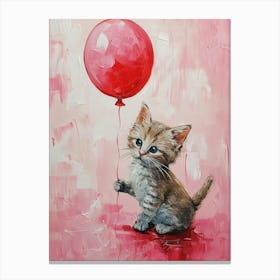 Cute Cat 2 With Balloon Canvas Print