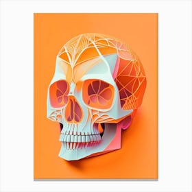 Skull With Intricate Linework Orange 2  Paul Klee Canvas Print
