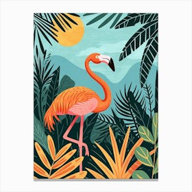 Greater Flamingo Italy Tropical Illustration 6 Canvas Print
