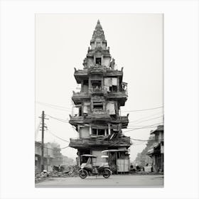 Phnom Penh, Cambodia, Black And White Old Photo 1 Canvas Print