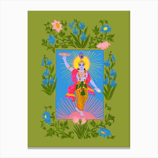 Krishna Green Canvas Print