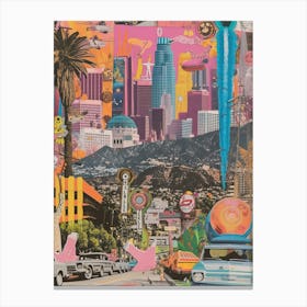 Los Angeles   Retro Collage Style 4 Canvas Print