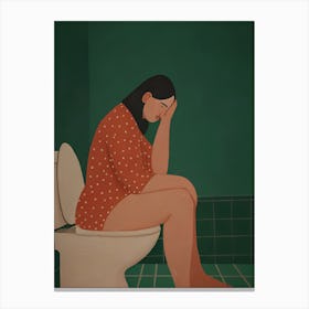 Woman in Toilet Canvas Print