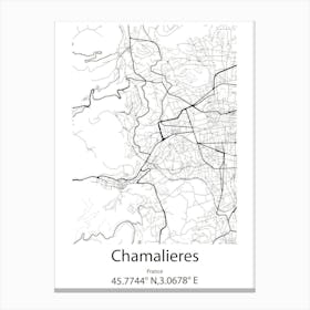 Chamalieres,France Minimalist Map Canvas Print