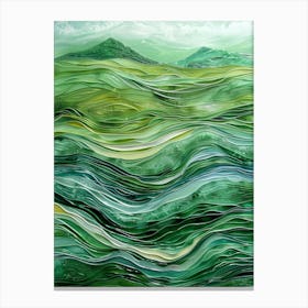 Green Wavy Landscape 1 Canvas Print