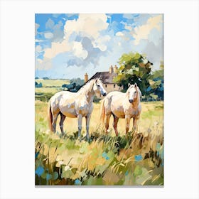 Horses Painting In Cotswolds, England 2 Canvas Print