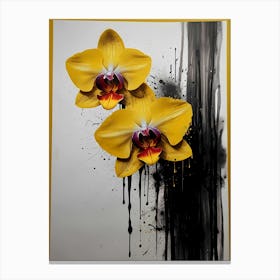 Bloom Amidst The Chaos Orchids And Ink Canvas Print