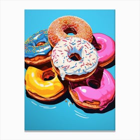 Stack Of Donuts Blue Background 1 Canvas Print