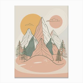 Mountain Landscape Minimalistic Style Canvas Print