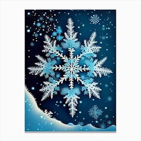 Stellar Dendrites, Snowflakes, Retro Drawing 3 Canvas Print