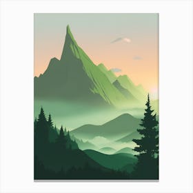 Misty Mountains Vertical Composition In Green Tone 157 Canvas Print