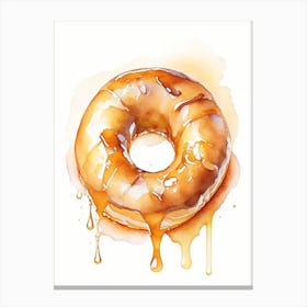 Caramel Glazed Donut Cute Neon 2 Canvas Print