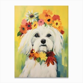 Maltese Portrait With A Flower Crown, Matisse Painting Style 1 Canvas Print