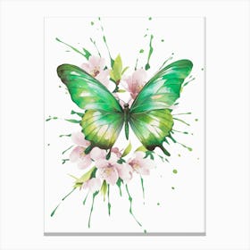 Butterfly With Cherry Blossoms Canvas Print