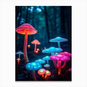 Colorful Mushrooms In The Forest Canvas Print