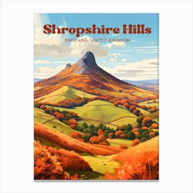 Shropshire Hills England Nature Modern Travel Illustration Canvas Print