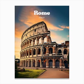 Rome Italy Gladiator Travel Art Illustration Canvas Print