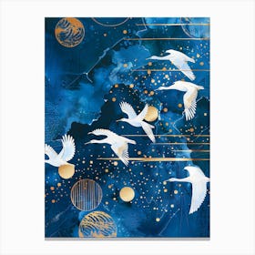 Swans In Flight Canvas Print