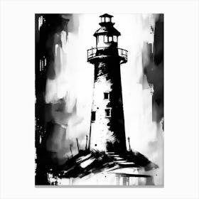 Lighthouse Symbol Black And White Painting Canvas Print