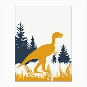 Mustard Dinosaur Silhouette 4 Canvas Print