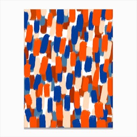 Abstract Paint Brush Strokes Blue and Orange Canvas Print