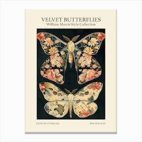 Velvet Butterflies Collection Night Butterflies William Morris Style 7 Canvas Print