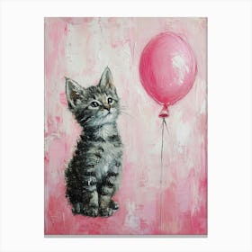 Cute Cat 4 With Balloon Canvas Print