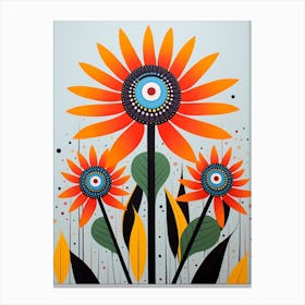 Flower Motif Painting Bird Of Paradise 3 Canvas Print