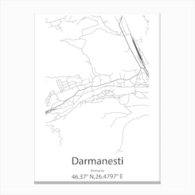 Darmanesti,Romania Minimalist Map Canvas Print