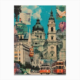 Vienna   Retro Collage Style 3 Canvas Print