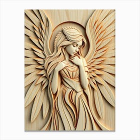 Angel Wood Carving Portrait Canvas Print