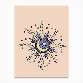 Hippie Sun And Moon Canvas Print