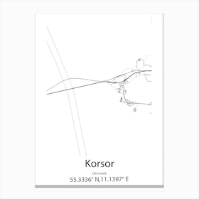 Korsor,Denmark Minimalist Map Canvas Print