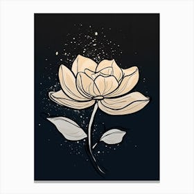 Line Art Lotus Flowers Illustration Neutral 19 Canvas Print