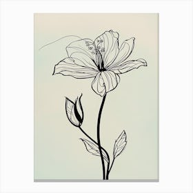 Lilies Line Art Flowers Illustration Neutral 11 Canvas Print