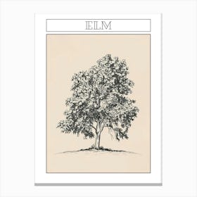 Elm Tree Minimalistic Drawing 1 Poster Canvas Print