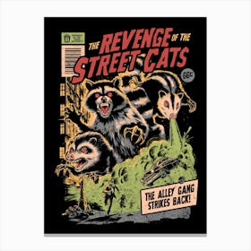 The Revenge of the Street Cats - Dark Horror Movie Raccoon Possum Poster Gift 1 Canvas Print