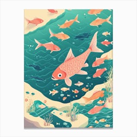 Sealife Centre Fish Poster Style Reef Pastel Koi Carp Goldfish Canvas Print
