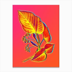 Neon Linden Tree Branch Botanical in Hot Pink and Electric Blue n.0589 Canvas Print
