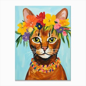 Abyssinian Cat With A Flower Crown Painting Matisse Style 2 Canvas Print