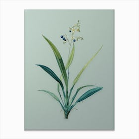 Vintage Flax Lilies Botanical Art on Mint Green n.0940 Canvas Print
